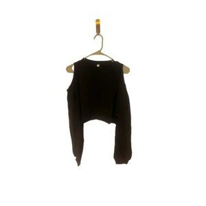 Cold Shoulder Long Sleeve Crop Top in Black, New in Package